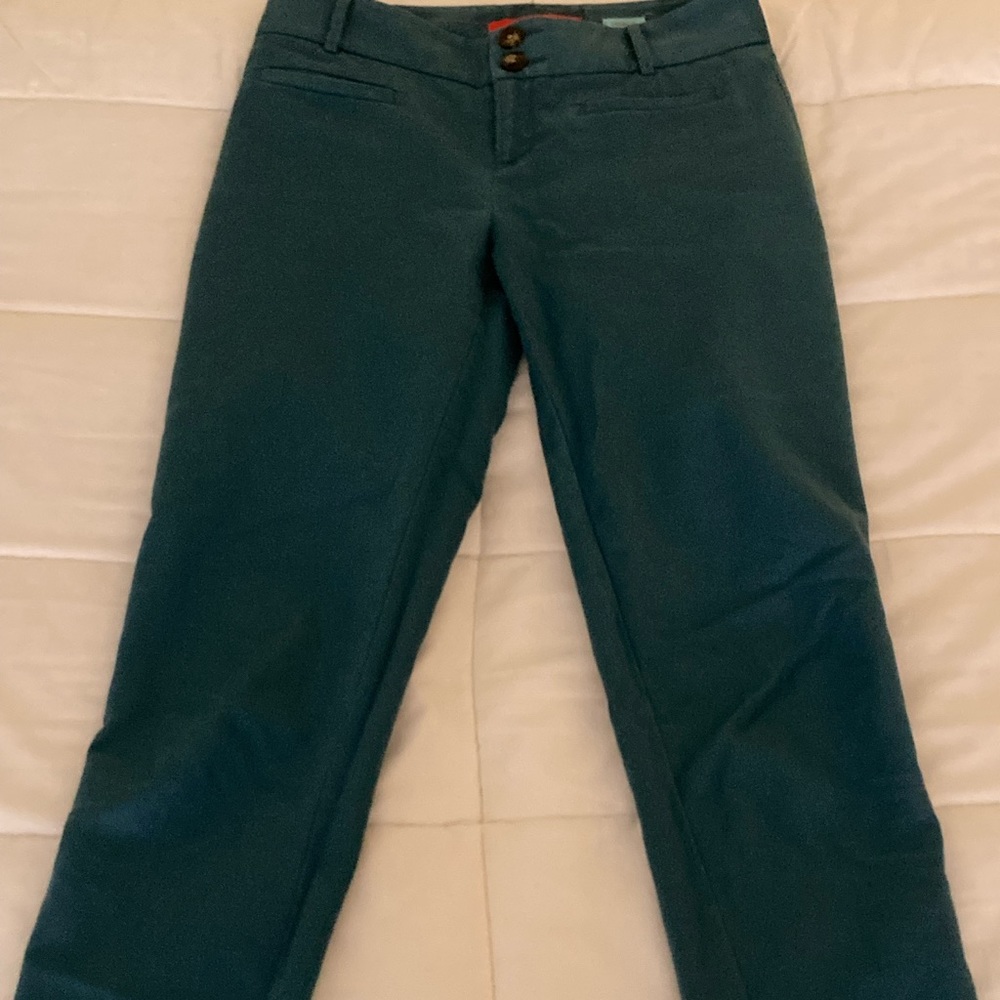 Teal Cartonnier Pants from Anthropologie, size 0